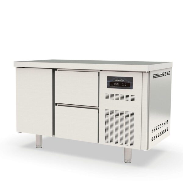 Tavolo refrigerato professionale / 2 moduli GN 1/1 con 2 cassetti / 1 porta, 1345 x 700 mm