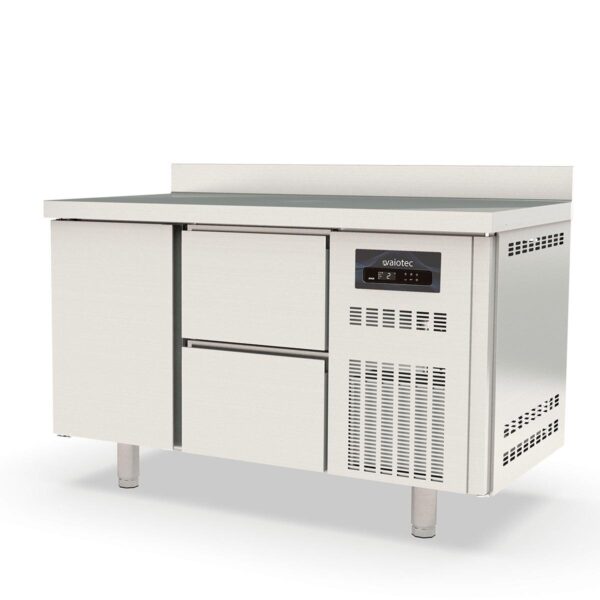 Tavolo refrigerato professionale / 2 moduli GN 1/1 con 2 cassetti / 1 porta e alzatina, 1345 x 700 mm