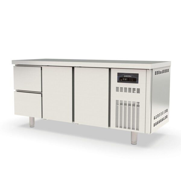 Tavolo refrigerato professionale / 3 moduli GN 1/1 con 2 cassetti / 2 porte, 1795 x 700 mm