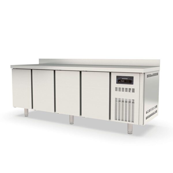 Tavolo refrigerato professionale / 4 moduli GN 1/1 con 4 porte e alzatina, 2245 x 700 mm