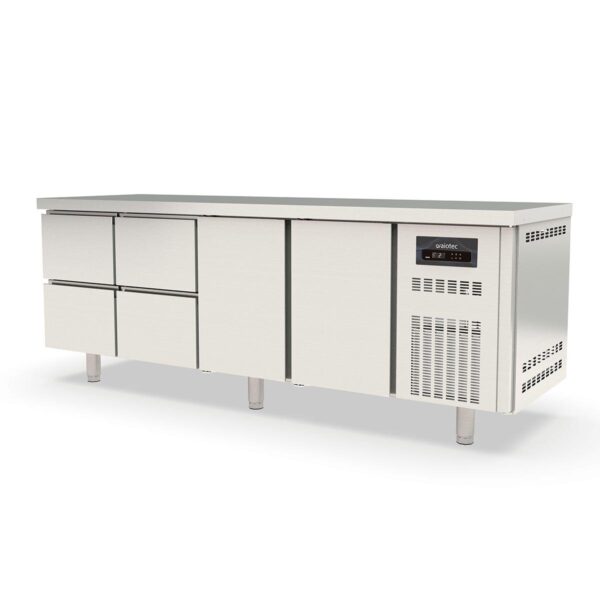 Tavolo refrigerato professionale / 4 moduli GN 1/1 con 4 cassetti / 2 porte, 2245 x 700 mm