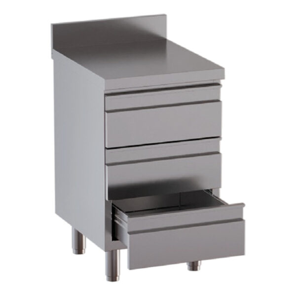 Cassettiera professionale inox / 3 cassetti e alzatina, 500 x 700 mm