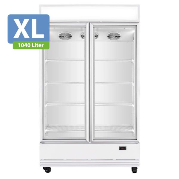 Frigorifero professionale per bevande 2 porte / 1040 litri XL, con pannello luminoso "bianco", 1280 x 742 mm