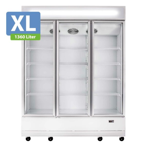 Frigorifero professionale per bevande 3 porte / 1360 litri XL, con pannello luminoso "bianco", 1640 x 742 mm