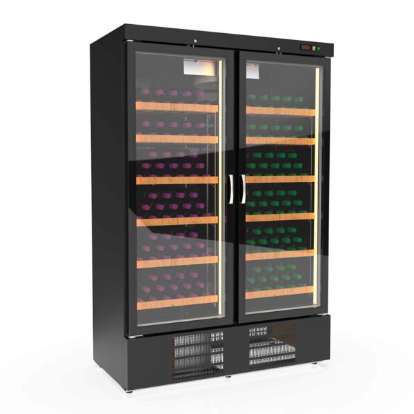 Cantina vino professionale nero, 1201 litri, 210 bottiglie, 1370 x 735 mm