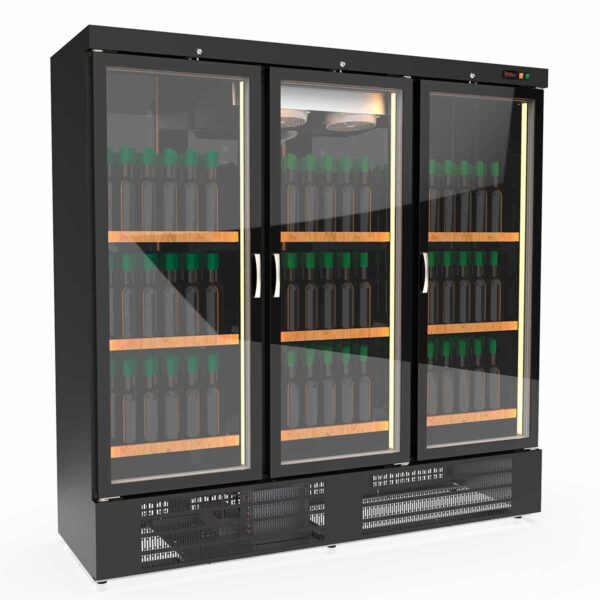 Cantina vino professionale nero, 1706 litri, 315 bottiglie, 2 zone, 2055 x 735 mm