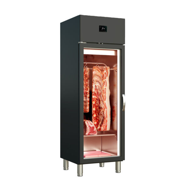 Armadio professionale Dry Aging nero, 320 litri, 75 kg Fleisch, 600 x 650 mm