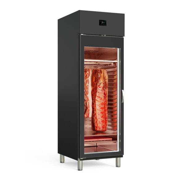 Armadio professionale Dry Aging nero, 645 litri, 150 kg Fleisch, 680 x 850 mm