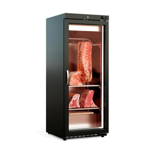 Armadio professionale Dry Aging nero, 240 litri, 55 kg Fleisch, 600 x 650 mm
