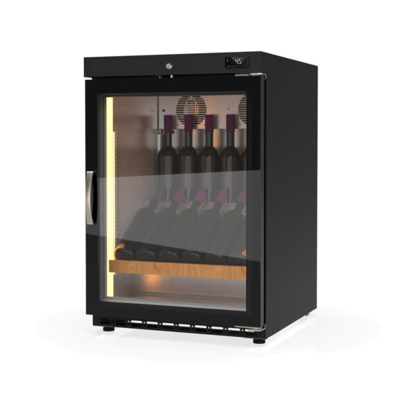 Cantina vino professionale 650 nero, 120 litri, 26 bottiglie, 600 x 650 mm