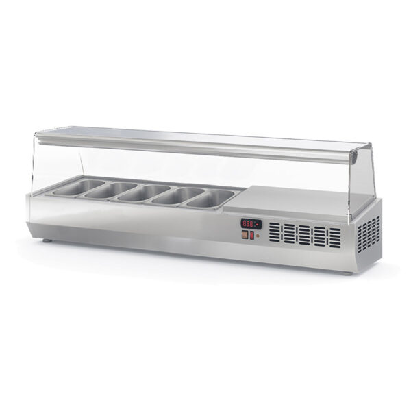 Vetrina refrigerata da appoggio con copertura in vetro 5xGN1 / 4, 1345 x 336 mm