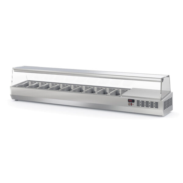 Vetrina refrigerata da appoggio con copertura in vetro 9xGN1 / 4, 2020 x 336 mm