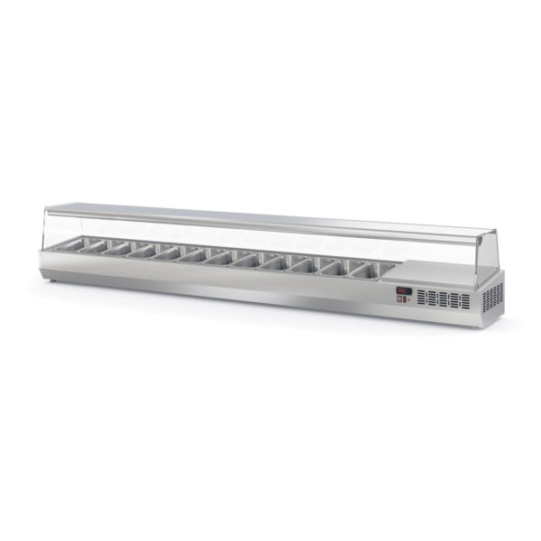 Vetrina refrigerata da appoggio con copertura in vetro 12xGN1 / 4, 2545 x 336 mm