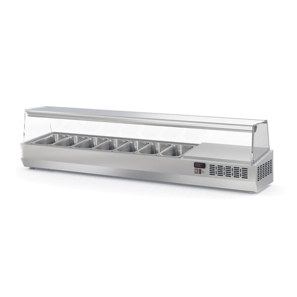 Vetrina refrigerata da appoggio con copertura in vetro 7xGN1 / 3, 1795 x 396 mm