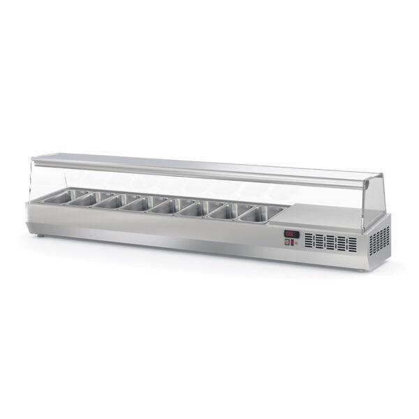 Vetrina refrigerata da appoggio con copertura in vetro 8xGN1 / 3, 2020 x 396 mm