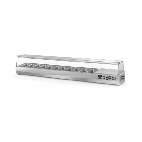 Vetrina refrigerata da appoggio con copertura in vetro 11xGN1 / 3, 2545 x 396 mm