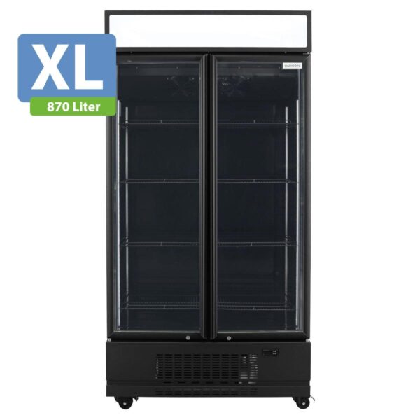 Frigorifero professionale per bevande 2 porte / 870 litri XL, con pannello luminoso "nero", 1090 x 742 mm