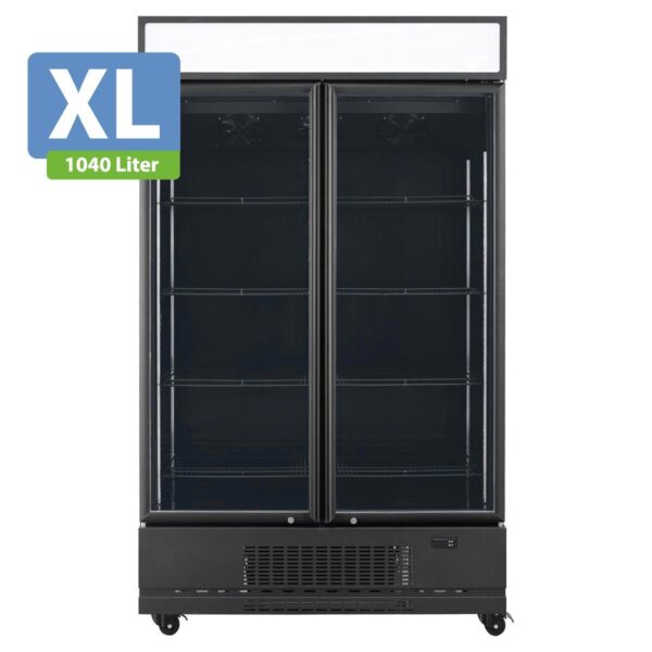 Frigorifero professionale per bevande 2 porte / 1040 litri XL, con pannello luminoso "nero", 1280 x 742 mm