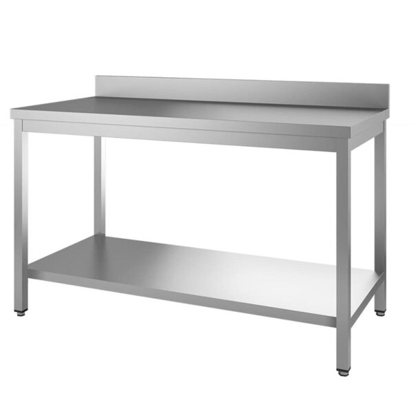 Tavolo da lavoro inox / ripiano inferiore e alzatina, 700 x 600 mm