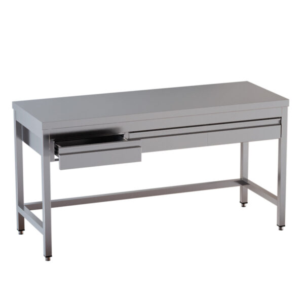 Tavolo da lavoro inox / con vano inferiore libero, 3 cassetti, 1500 x 600 mm
