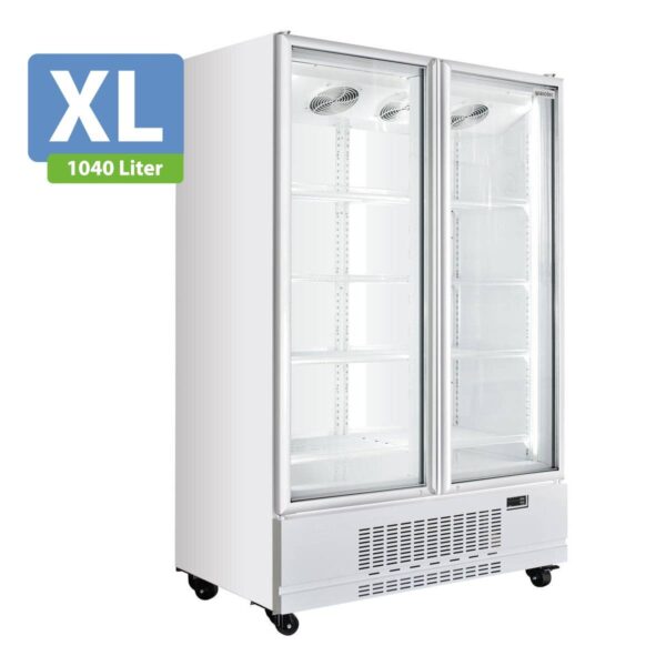Frigorifero professionale per bevande 2 porte / 1040 litri XL, "bianco", 1280 x 742 mm