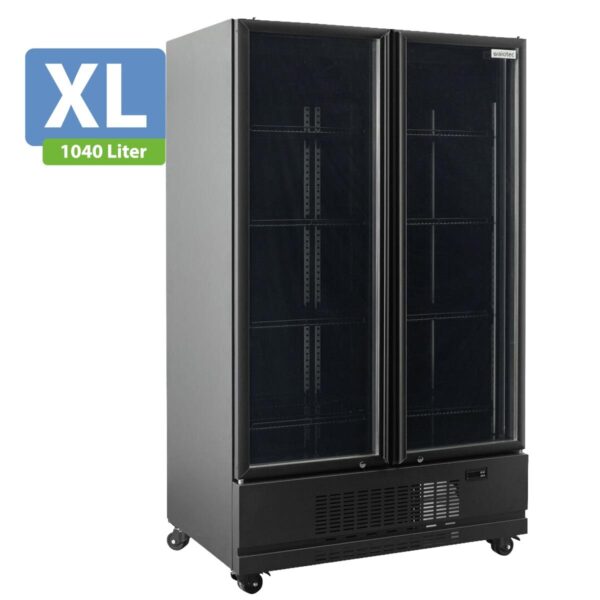 Frigorifero professionale per bevande 2 porte / 1040 litri XL, "nero", 1280 x 742 mm