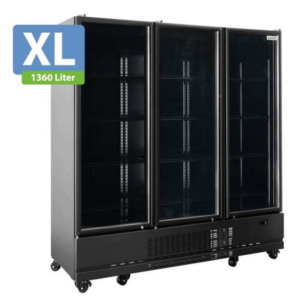 Frigorifero professionale per bevande 3 porte / 1360 litri XL, "nero", 1640 x 742 mm