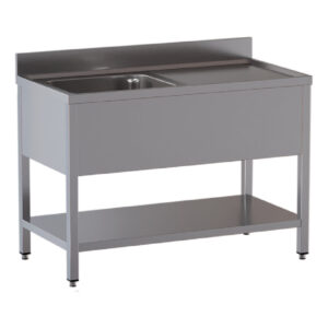 Lavello professionale inox / 1 vasca a sinistra + sgocciolatoio, 1400 x 700 mm – codice 99994