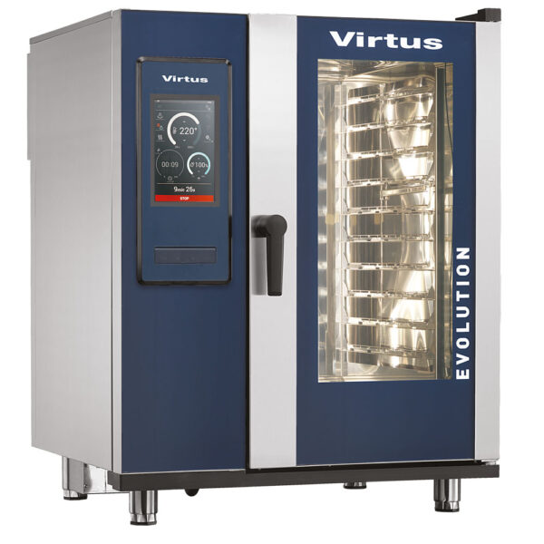 Virtus – Forno combinato a gas a vapore con boiler e sistema di lavaggio automatico, 10x GN 1/1 (AIC0040/FN)