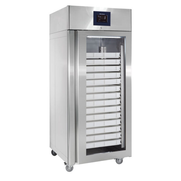 Virtus – Frigorifero da 850 litri in inox per pasticceria con porta in vetro, 56x 600x400 mm, -2°/+8°C (BMA0083G)