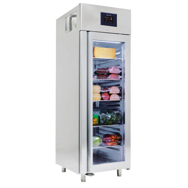 Virtus – Congelatore da 700 litri in inox GN 2/1 con porta in vetro, -10°/-22°C, isolamento 85 mm - WiFi (BMB0029/FN)