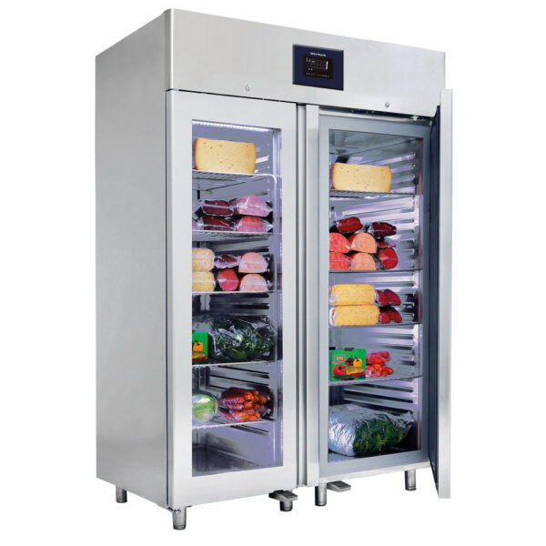 Virtus – Congelatore da 1400 litri in inox GN 2/1 con porte in vetro, -10°/-22°C, isolamento 85 mm - WiFi (BMB0033/FN)