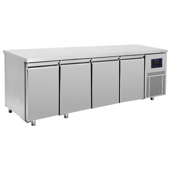 Virtus – Tavolo refrigerato passante a 4+4 porte GN 1/1, -2°/+8°C - WiFi (BNA0066/FN)