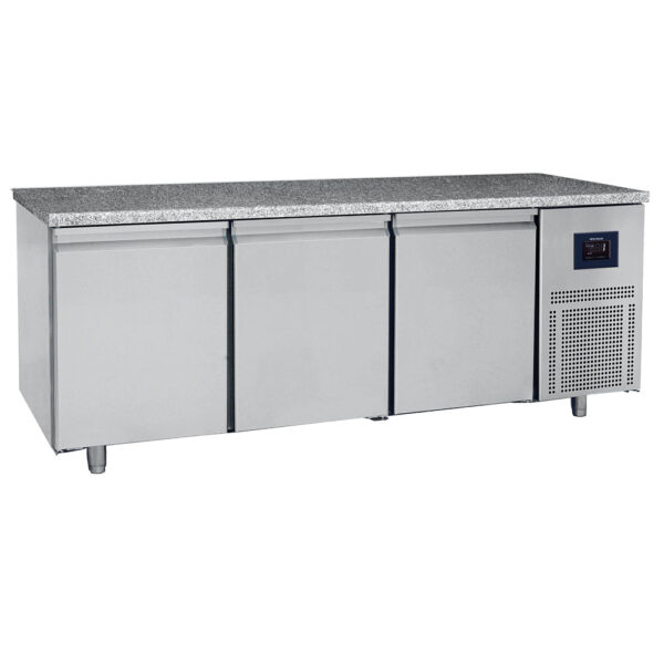 Virtus – Tavolo freezer pasticceria a 3 porte 600x400 mm, piano in granito, -10°/-22°C - WiFi (BNZ0008/FN)