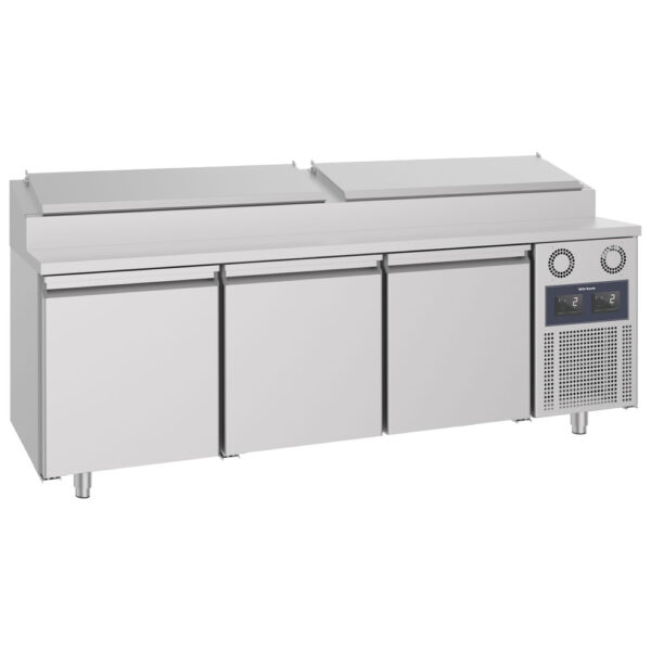 Virtus – Tavolo di preparazione refrigerato a 3 porte 600x400 mm, 10x GN 1/3 h=150 mm, -2°/+8°C - WiFi (CCZ0037/FN)