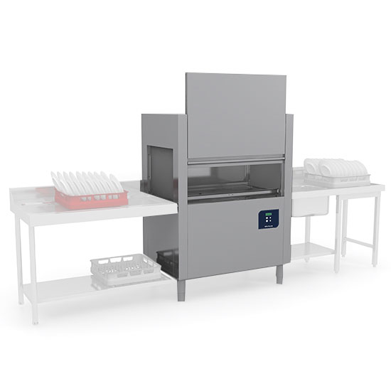 Virtus – Lavastoviglie a traino con lavaggio e risciacquo, cesto 50x50 cm - max. h=45 cm, 160 cesti/ ora (GLB0047/CN)