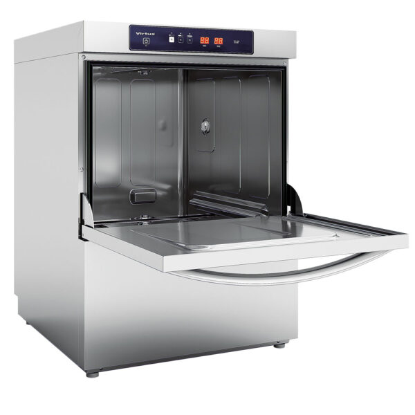 Virtus – Lavastoviglie elettronica con dosatore detergente e pompa di scarico, cesto da 50x50 cm, max h=38 cm (GLB0069/F)