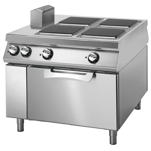 Virtus – Cucina elettrica da 4 piastre quadre su forno elettrico statico, comandi 2 lati (VS110100CFE)