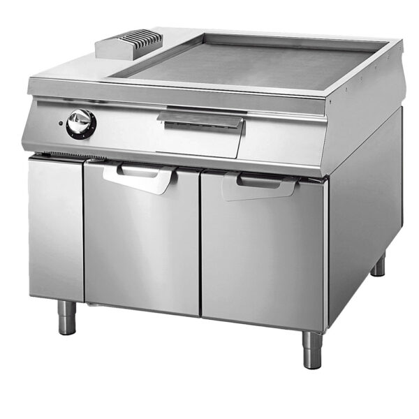 Virtus – Fry-top elettrico liscio cromato su vano con porte, comandi 2 lati (VS110100FTEC)