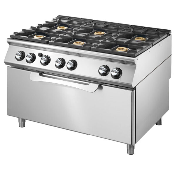 Virtus – Cucina a gas su forno a gas statico maxi, 6 bruciatori (VS70120CFGG)