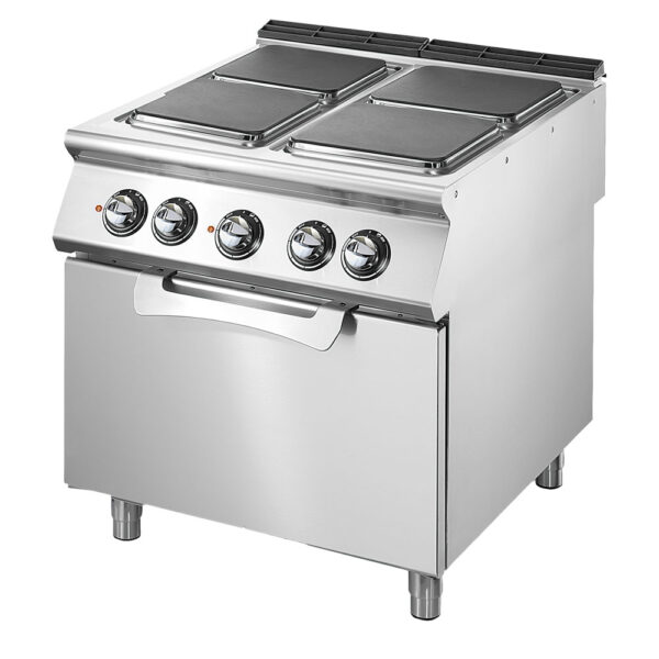 Virtus – Cucina elettrica su forno elettrico statico GN 2/1, 4 piastre quadre in ghisa (VS7080CFEQ)