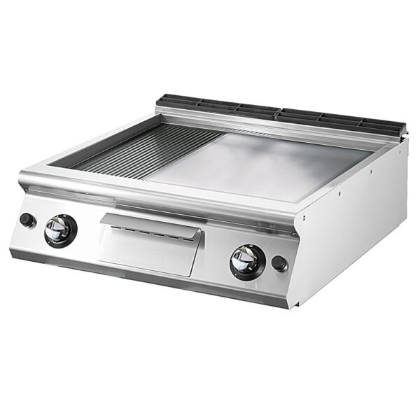 Virtus – Fry-top gas versione top, 1/3 rigata e 2/3 piastra liscia (VS7080FTRGVT)