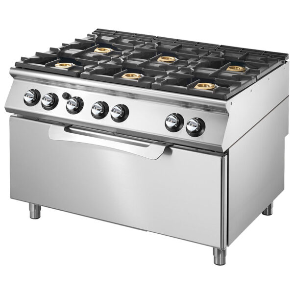 Virtus – Cucina a gas su forno a gas statico maxi, 6 bruciatori (VS90120CFGG)
