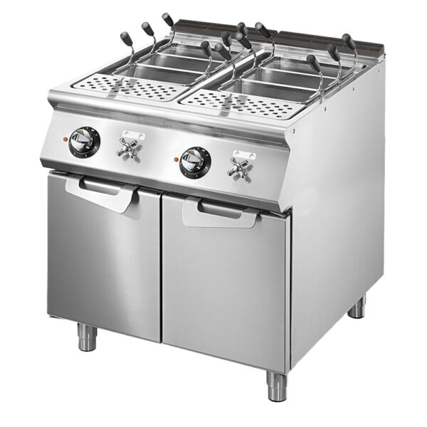 Virtus – Cuocipasta elettrico, 2 vasche GN 1/1, capacità 2x 40 litri, resistenze fisse (VS9080CPES)