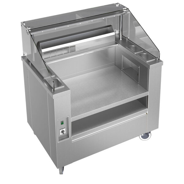 Virtus – Stazione Show Pasta mobile 1115 mm con cuocipasta 24 litri e aspirazione integrata (VSSP110)