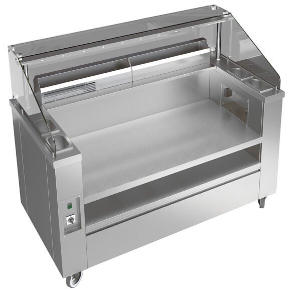 Virtus – Stazione Show Pasta mobile 1515 mm con cuocipasta 24 litri e aspirazione integrata (VSSP150)
