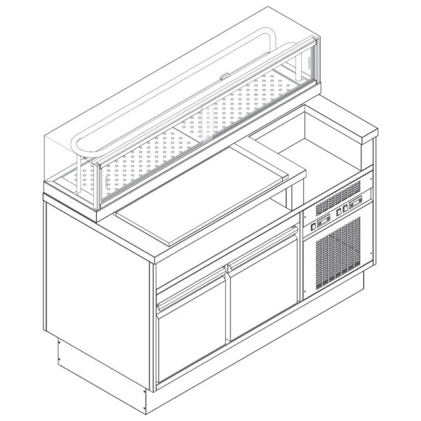 Virtus – Stazione Sushi 1400 mm con base refrigerata e vetrina sushi (VSSRS140)