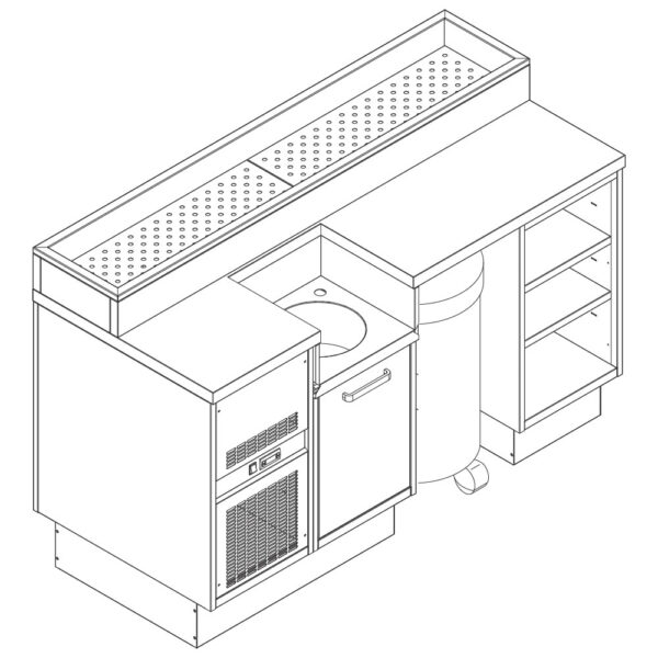 Virtus – Modulo Sashimi 1200 mm con vasca ghiaccio e lavabo (VSSSICE120)