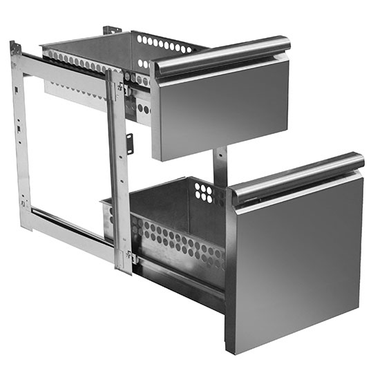 Virtus – Kit cassettiera con soft self closing 1x 1/3 - 1x 2/3 per tavoli refrigerati 700 mm - linea VIRTUS (Z/FVDSC23)